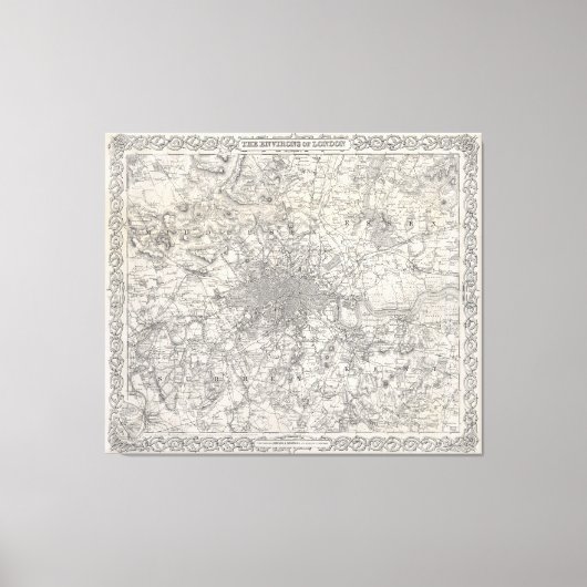 ヴィンテージイギリスの地図（1855年） キャンバスプリント (正面)