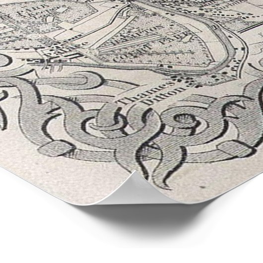 ヴィンテージイギリスの地図(1855年) ポスター (角)