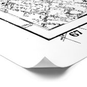 ヴィンテージイギリスの地図(1860) BW ポスター (角)