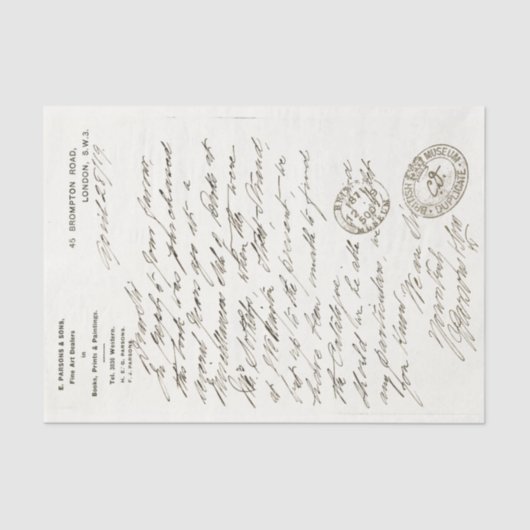 ヴィンテージイギリスのArt Letter Decompage手書き 薄葉紙 (正面)