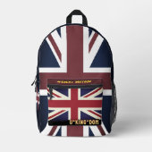 ヴィンテージイギリス国旗のバックパック，ユニオンジャック/ UK プリントバックパック (正面)