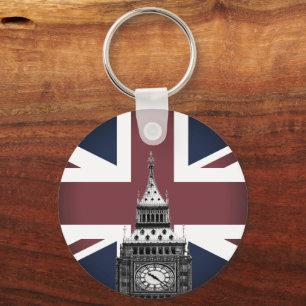 ヴィンテージイギリス国旗&ビッグベン,ロンドン/スポーツUK キーホルダー