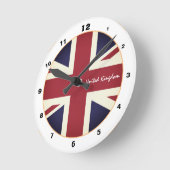 ヴィンテージイギリス国旗、愛国国統一された国 ラウンド壁時計 (傾斜)