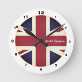 ヴィンテージイギリス国旗、愛国国統一された国 ラウンド壁時計 (正面)