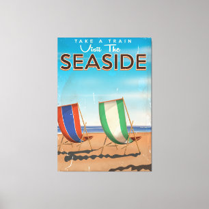 ヴィンテージイギリス旅行海辺のポスター。 キャンバスプリント