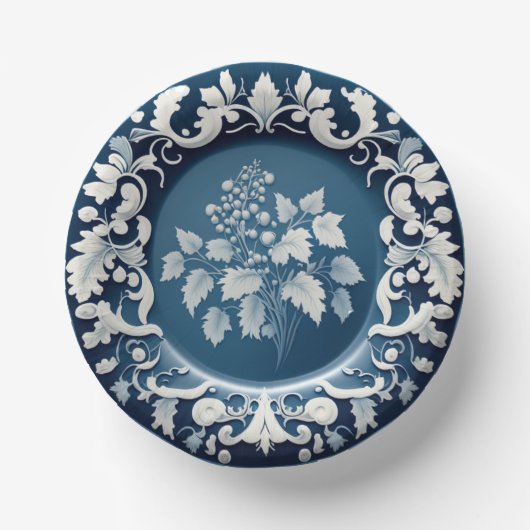 ヴィンテージイギリス磁器ブルー&ホワイト中国ボウル ペーパーボウル (正面)