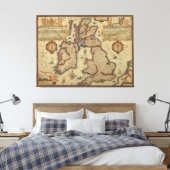 ヴィンテージイギリス諸島の地図1552年～1629年 キャンバスプリント (インサイチュ (寝室))