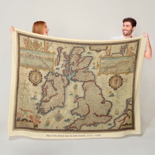 ヴィンテージイギリス諸島の地図1552年～1629年 フリースブランケット (インサイチュ)