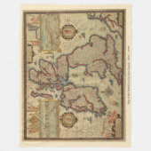 ヴィンテージイギリス諸島の地図1552年～1629年 フリースブランケット (正面)