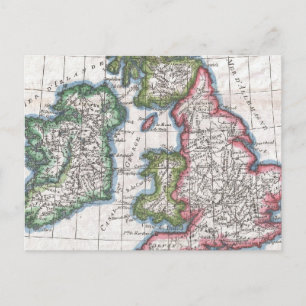 ヴィンテージイギリス諸島の地図(1780) ポストカード