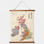 ヴィンテージイギリス諸島の地質図（1912年） 吊り下げ型タペストリー (正面)