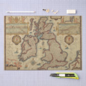 ヴィンテージイギリス諸島デコップクラフトの地図 薄葉紙 (クラフト)