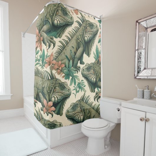 ヴィンテージイグアナ模様 シャワーカーテン (インサイチュ)