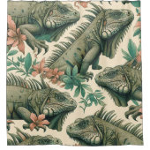 ヴィンテージイグアナ模様 シャワーカーテン (正面)