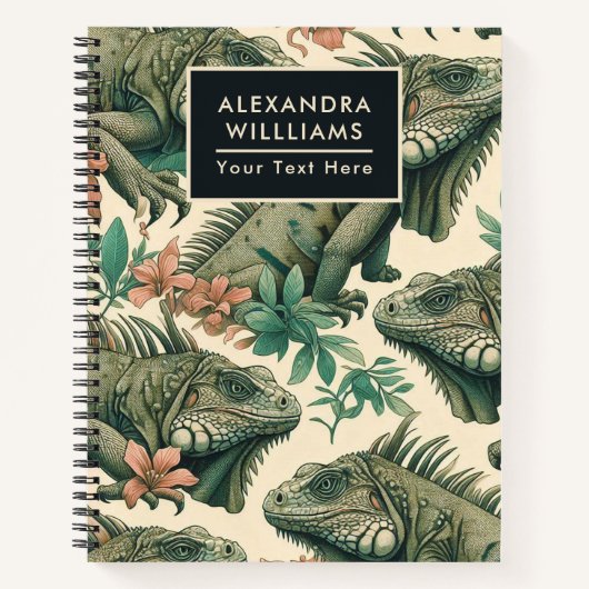 ヴィンテージイグアナ模様 ノートブック (正面)