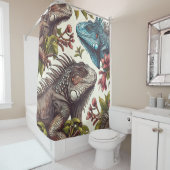 ヴィンテージイグアナ絵画シームレス シャワーカーテン (インサイチュ)
