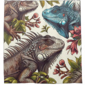ヴィンテージイグアナ絵画シームレス シャワーカーテン (正面)