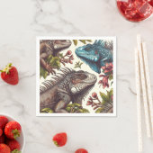 ヴィンテージイグアナ絵画シームレス スタンダードカクテルナプキン (インサイチュ)