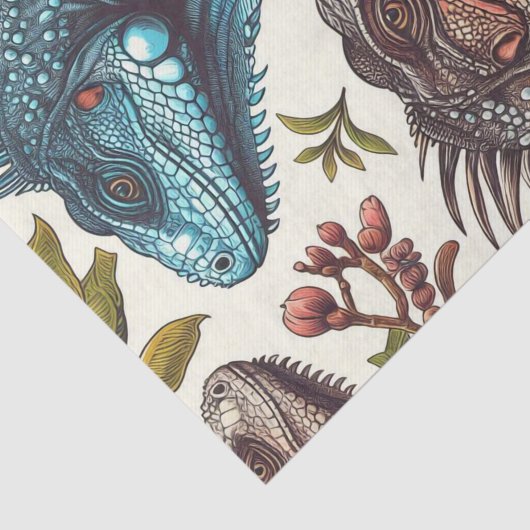 ヴィンテージイグアナ絵画シームレス 薄葉紙 (詳細)