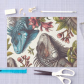 ヴィンテージイグアナ絵画シームレス 薄葉紙 (クラフト)