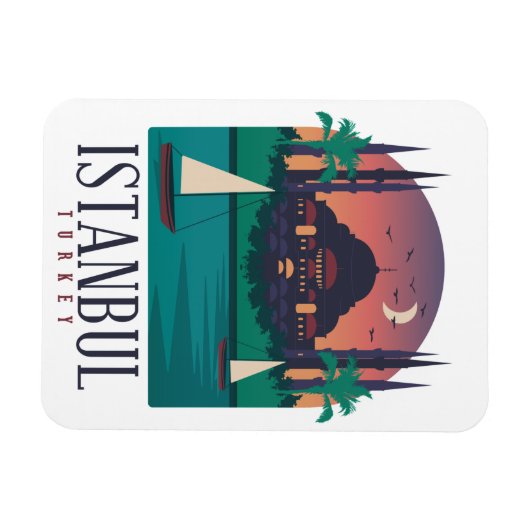 ヴィンテージイスタンブールトルコのスカイラインフォトマグネット マグネット (横)