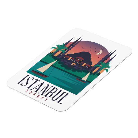 ヴィンテージイスタンブールトルコのスカイラインフォトマグネット マグネット (左側)