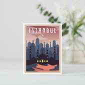 ヴィンテージイスタンブールトルコの街並みクレセント ポストカード (スタンド正面)