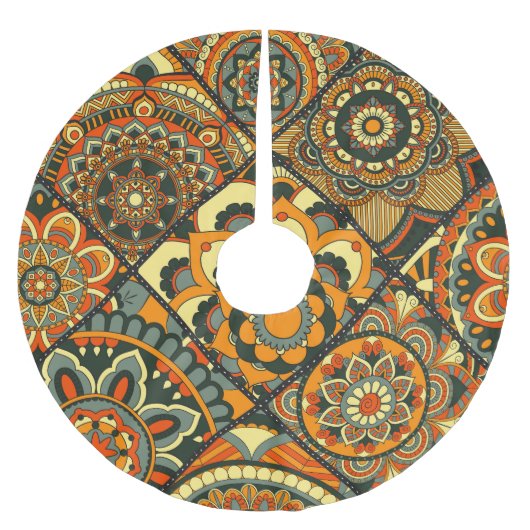 ヴィンテージイスラムのモチーフ、装飾シームレス。 ブラッシュドポリエステルツリースカート (正面)