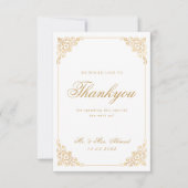 ヴィンテージイスラム教徒ホワイト金ゴールド結婚ズ サンキューカード (正面)