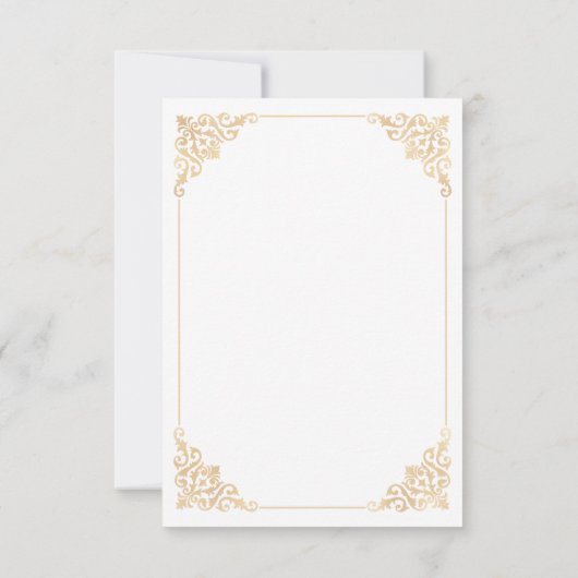 ヴィンテージイスラム教徒ホワイト金ゴールド結婚ズ サンキューカード (裏面)