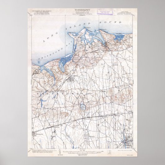 ヴィンテージイスリップブルックヘブンロングアイランドニューヨークの地図 ポスター (正面)