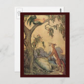 ヴィンテージイソップ寓話、キツネ、オンドゥー ポストカード (正面/裏面)