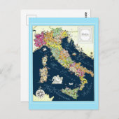 ヴィンテージイタイタリアンリア地図ポスター ポストカード (正面/裏面)