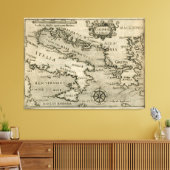 ヴィンテージイタリアとギリシャの地図（1587年） キャンバスプリント (インサイチュ (リビング))