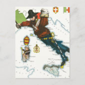 ヴィンテージイタリアのマンガの地図 ポストカード (正面)