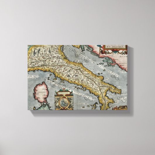 ヴィンテージイタリアの地図(1584) キャンバスプリント (正面)