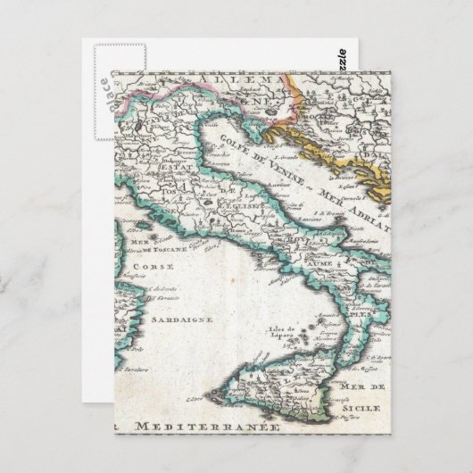 ヴィンテージイタリアの地図(1706年) ポストカード (正面/裏面)