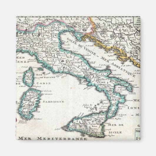 ヴィンテージイタリアの地図（1706年） マグネット (正面)
