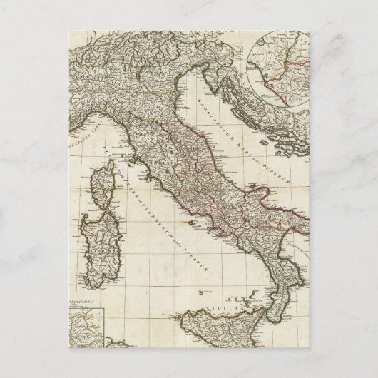 ヴィンテージイタリアの地図（1764年） ポストカード (正面)