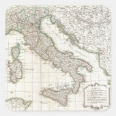 ヴィンテージイタリアの地図(1770年) スクエアシール (正面)