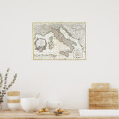 ヴィンテージイタリアの地図(1770年) ポスター (キッチン)
