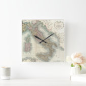 ヴィンテージイタリアの地図（1799年） スクエア壁時計 (ホーム)
