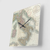 ヴィンテージイタリアの地図（1799年） スクエア壁時計 (傾斜)
