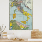 ヴィンテージイタリアの地図（1912年） ポスター (キッチン)