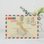 ヴィンテージイタリアエアメール | 結婚ブライダルシャワー 招待状 (スタンド正面)