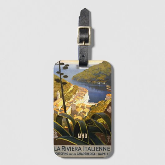 ヴィンテージイタリアトラベルカスタムモノグラム ラゲッジタグ (正面縦)