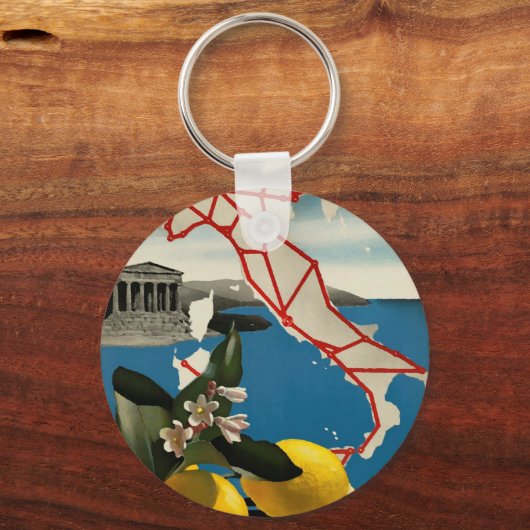 ヴィンテージイタリアトラベルキーチェーン キーホルダー (正面)