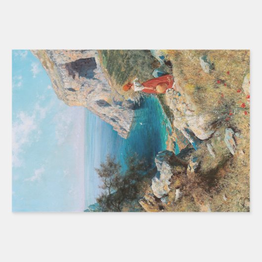 ヴィンテージイタリアンの女性の素朴切り離 ラッピングペーパーシート (正面)