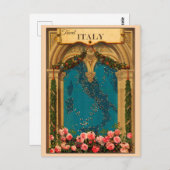 ヴィンテージイタリアンイタリア地図 ポストカード (正面/裏面)