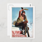 ヴィンテージイタリアンウィンタースポーツスキー旅行広告 ポストカード (正面/裏面)